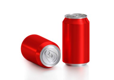 Beyaz arkaplanda kırmızı soda kutusu