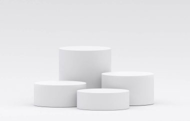 Stüdyo odasında sunum için beyaz ürün podyumu