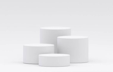 Stüdyo odasında sunum için beyaz ürün podyumu