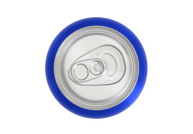 Beyaz arkaplanda mavi soda kutusu