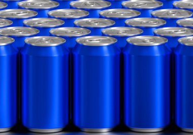 Mavi Konserve Depolama Arkaplanı Alüminyum Kutu İçecekler veya Soda Kutusu