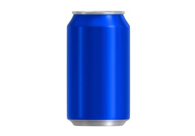 Beyaz arkaplanda mavi soda kutusu