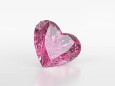 Pembe kalp şeklinde elmas, beyaz arka planda yüksek kalitede.