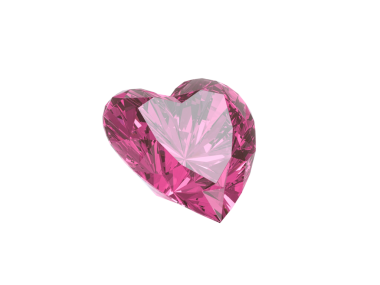 Pembe kalp şeklinde elmas, yüksek kalite, şeffaf arkaplan