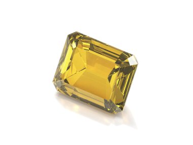 Sarı Elmas Gemstone, beyaz arka planda yüksek kalitede.