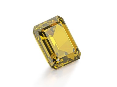 Sarı Elmas Gemstone, beyaz arka planda yüksek kalitede.
