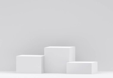 Stüdyo odasında sunum için beyaz ürün podyumu