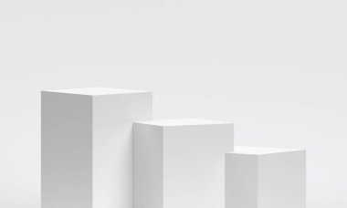 Stüdyo odasında sunum için beyaz ürün podyumu