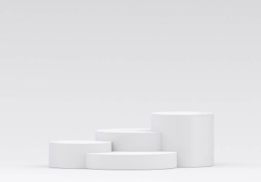 Stüdyo odasında sunum için beyaz ürün podyumu
