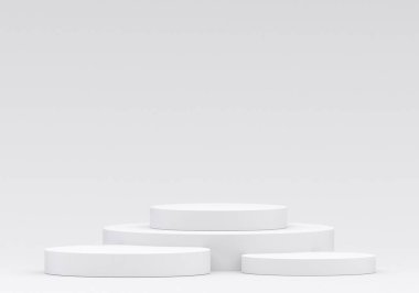 Stüdyo odasında sunum için beyaz ürün podyumu
