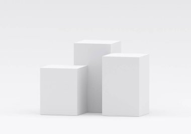 Beyaz kare ürün sunumu için stüdyo odasında podyum