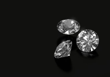 Siyah arkaplanda yansıması olan göz kamaştırıcı elmas.