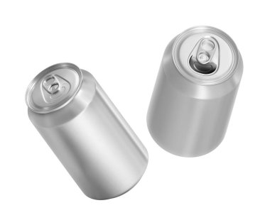 Beyaz arka planda izole edilmiş alüminyum kutular açılıp kapatıldı