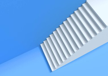 Mavi arka plandaki merdivenler. İş büyümesi kavramı ve başarıya giden yol