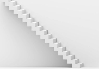 Yukarı aşağı giden beyaz merdivenler.