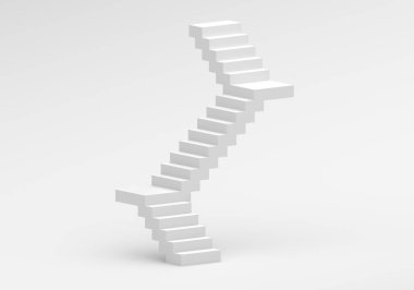 Beyaz arka planda izole beyaz merdivenler