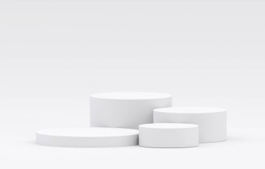 Stüdyo odasında sunum için beyaz ürün podyumu