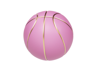 Pembe basketbol topu altın çizgileri, şeffaf arkaplan