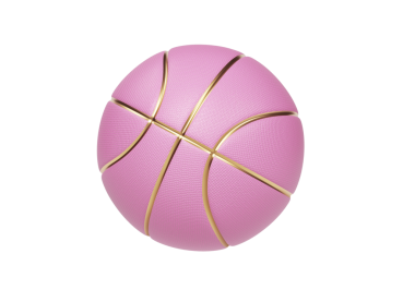 Pembe basketbol topu altın çizgileri, şeffaf arkaplan