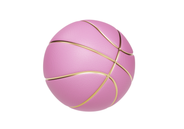 Pembe basketbol topu altın çizgileri, şeffaf arkaplan