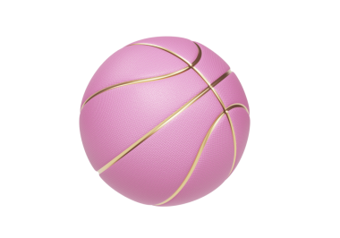 Pembe basketbol topu altın çizgileri, şeffaf arkaplan