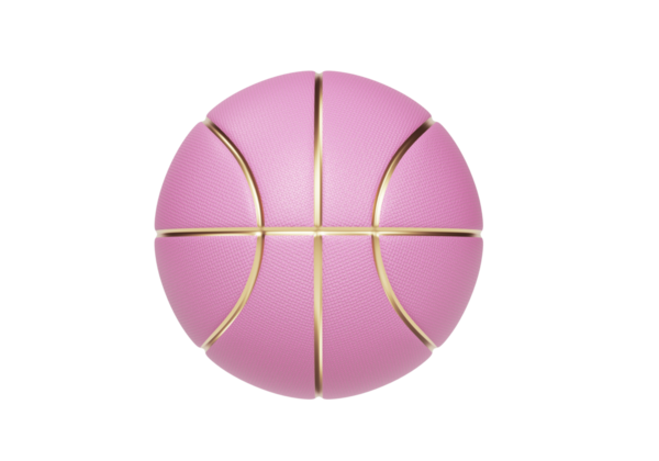 Pembe basketbol topu altın çizgileri, şeffaf arkaplan
