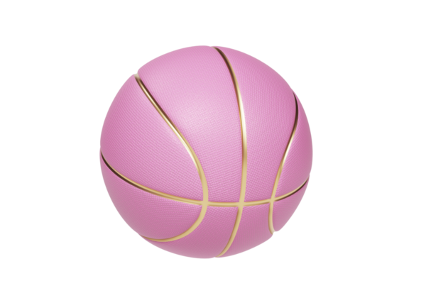 Pembe basketbol topu altın çizgileri, şeffaf arkaplan