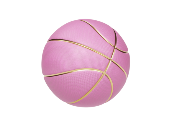 Pembe basketbol topu altın çizgileri, şeffaf arkaplan