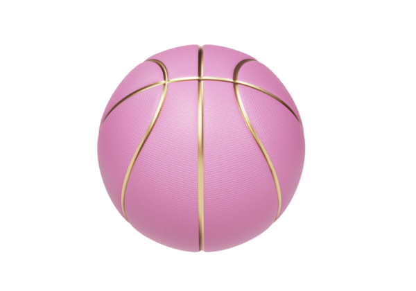 Pembe basketbol topu altın çizgileri, şeffaf arkaplan
