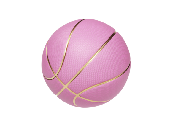 Pembe basketbol topu altın çizgileri, şeffaf arkaplan