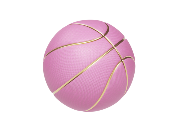 Pembe basketbol topu altın çizgileri, şeffaf arkaplan