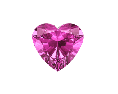 Kalp şeklinde göz kamaştırıcı elmas pembe değerli taşlar, şeffaf arkaplan
