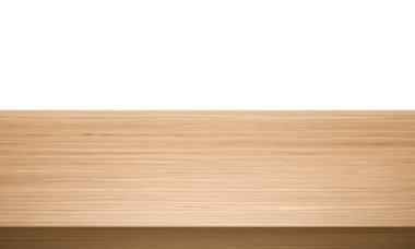 Beyaz arkaplanda izole edilmiş ahşap ya da tahta masa üst köşesi görüntüsü