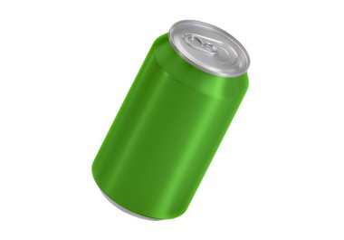 Beyaz arkaplanda yeşil soda kutusu
