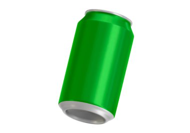 Beyaz arkaplanda yeşil soda kutusu