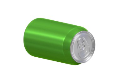 Beyaz arkaplanda yeşil soda kutusu