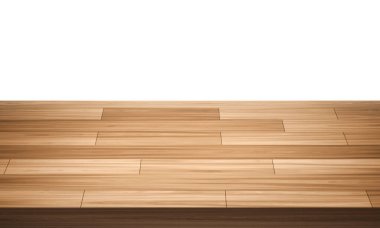 Beyaz arkaplanda izole edilmiş ahşap ya da tahta masa üst köşesi görüntüsü