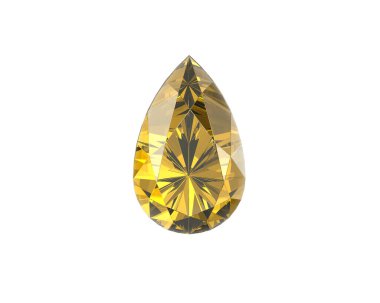 Sarı Elmas Gemstone, beyaz arka planda yüksek kalitede.