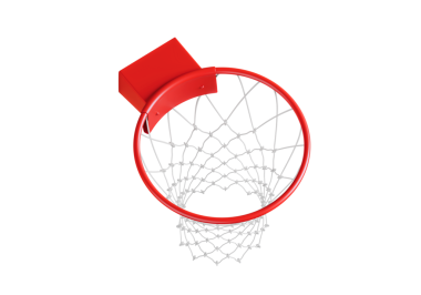 Ağ ve şeffaf arka planı olan modern kırmızı basketbol potası