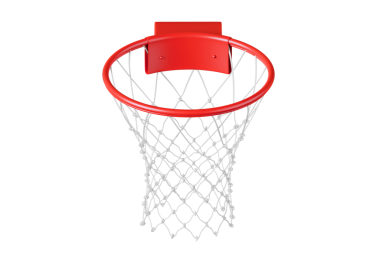 Ağ ve şeffaf arka planı olan modern kırmızı basketbol potası