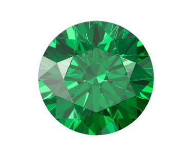 Yeşil Elmas Gemstone, beyaz arka planda yüksek kalitede.