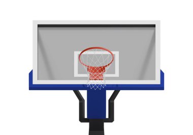 Profesyonel basketbol potası ve arkadan ön manzara.