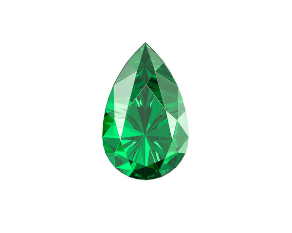Зеленый бриллиантовый драгоценный камень высокого качества на белом фоне