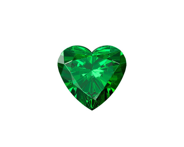 Сердце Зеленый бриллиант драгоценный камень с высоким качеством на белом фоне