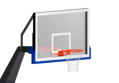 Profesyonel basketbol potası ve arka tahtanın yan görünüşü, şeffaf arkaplan