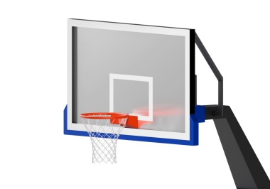 Profesyonel basketbol potası ve arka tahtanın yan görünüşü, şeffaf arkaplan