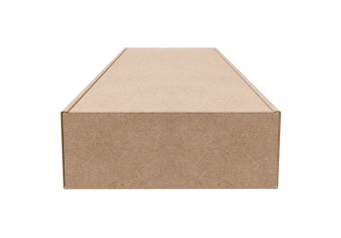 Beyaz arkaplanda kahverengi karton kutu