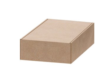 Beyaz arkaplanda kahverengi karton kutu