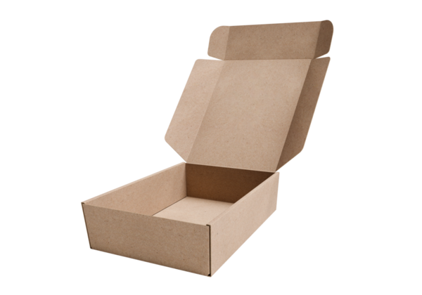 Boş kahverengi karton kutu aç, şeffaf arkaplan