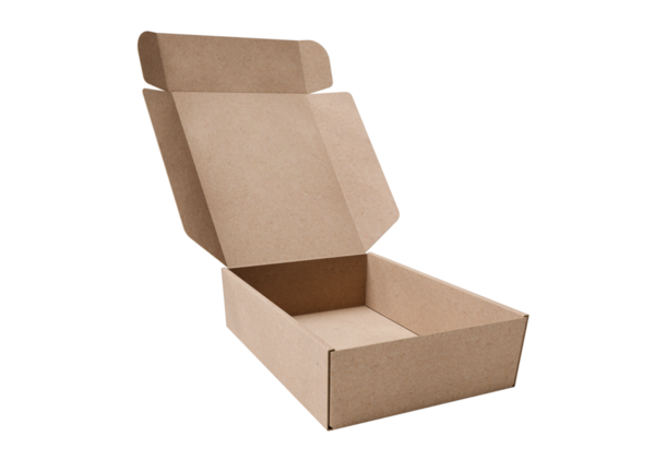 Boş kahverengi karton kutu aç, şeffaf arkaplan